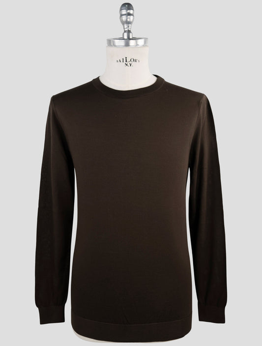 Kiton Brown Silk Sweater Crewneck