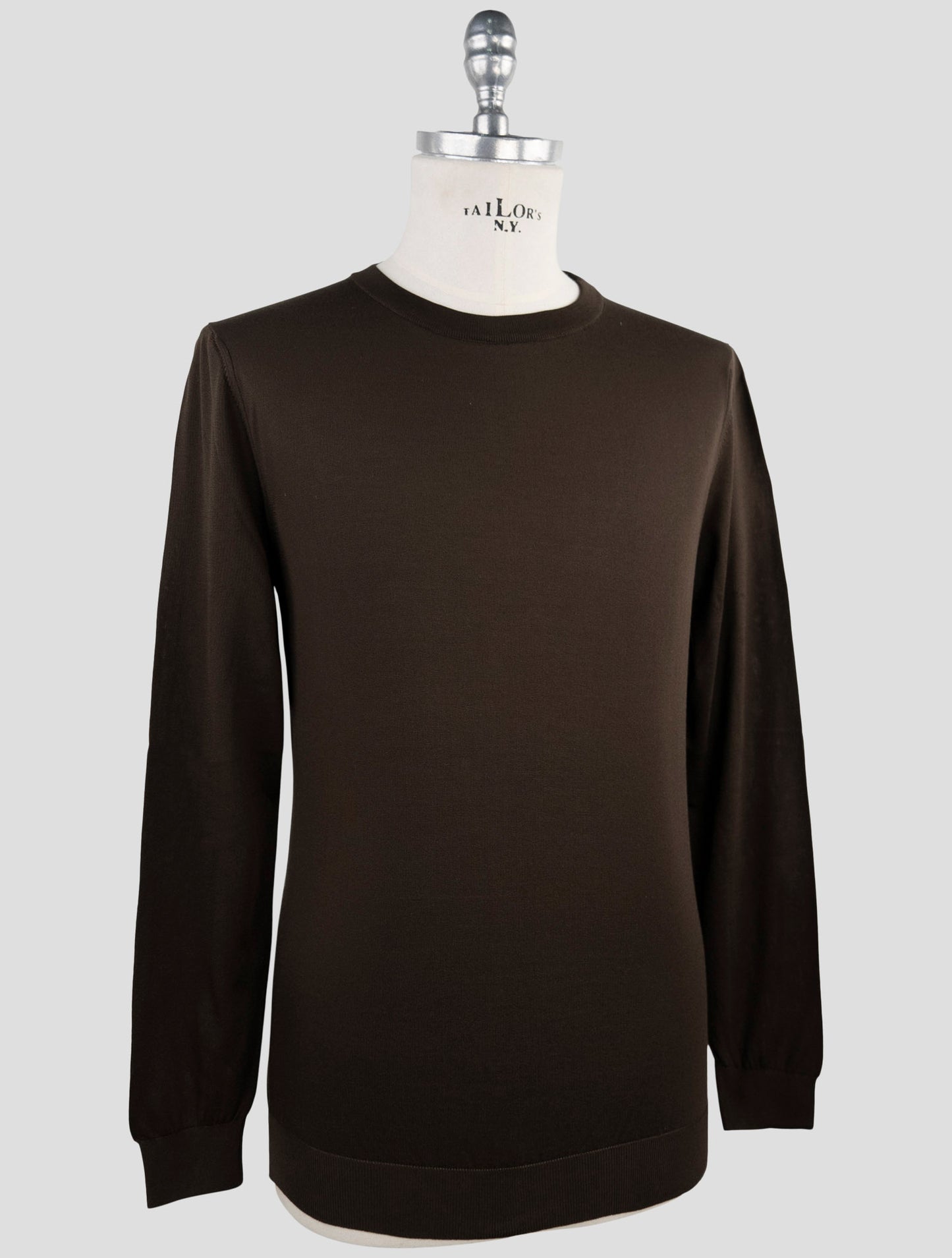 Kiton Brown Silk Sweater Crewneck