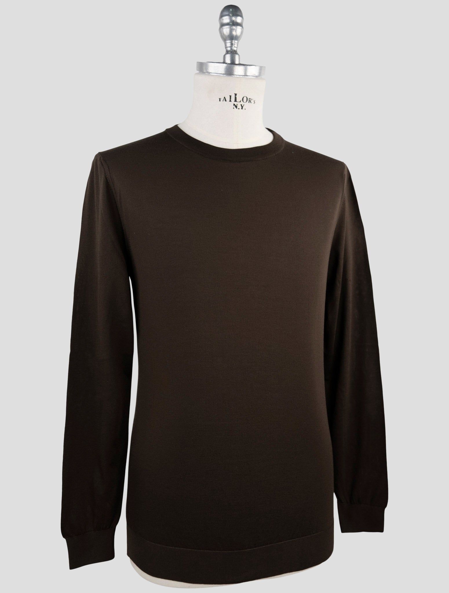 Kiton Brown Silk Sweater Crewneck