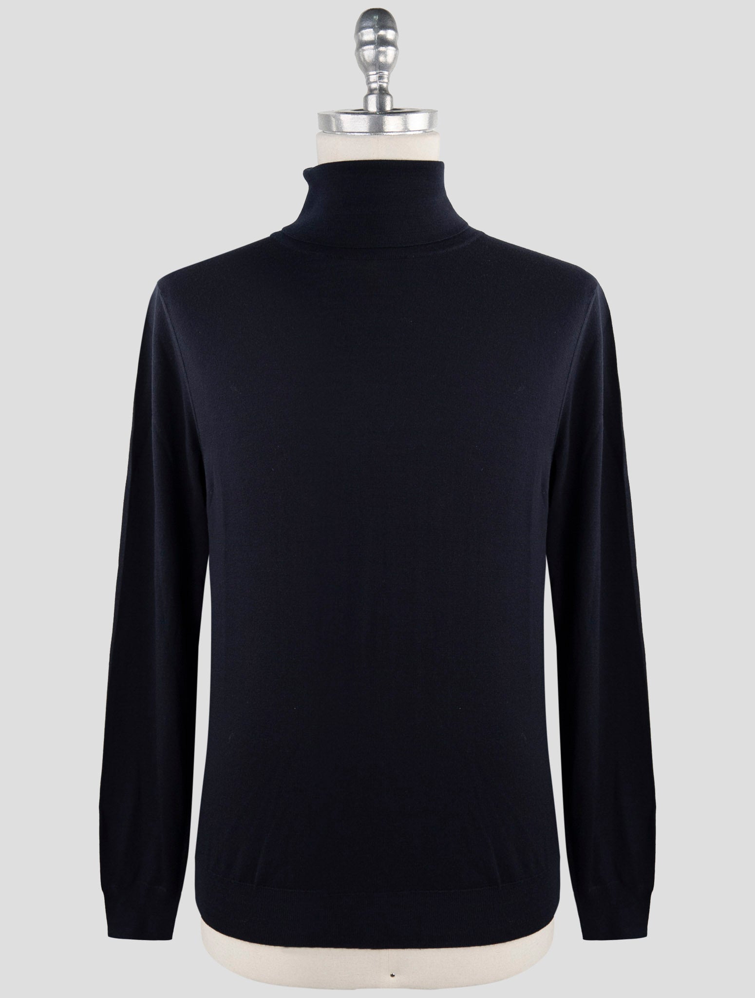 Kiton Blue Wool Sweater Turtleneck