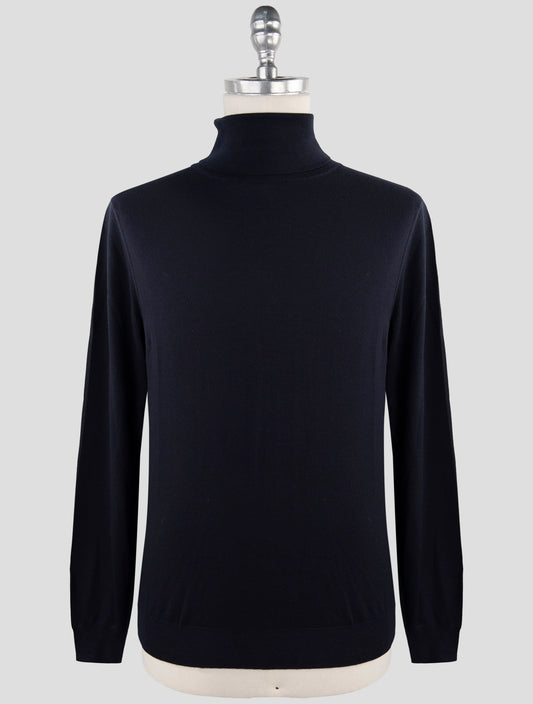 Kiton Blue Wool Sweater Turtleneck