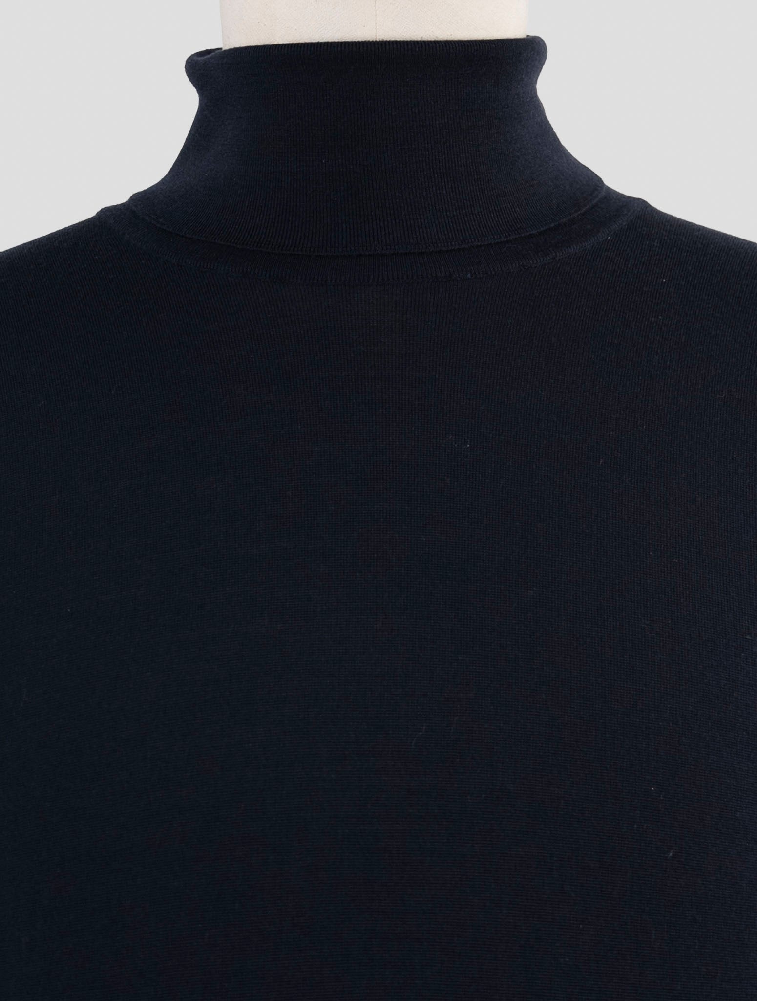 Kiton Blue Wool Sweater Turtleneck