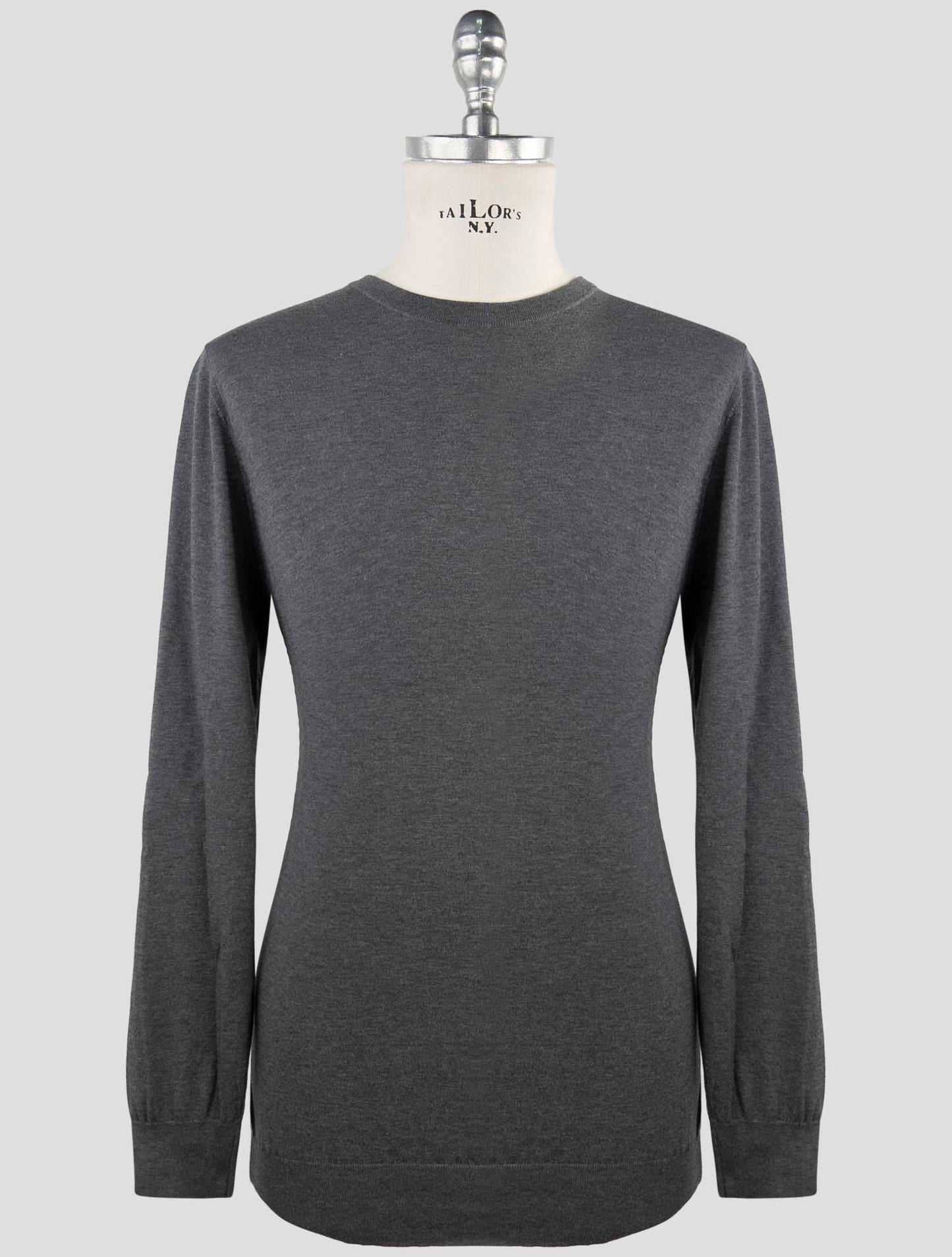 Kiton Gray Cotton Sweater Crewneck