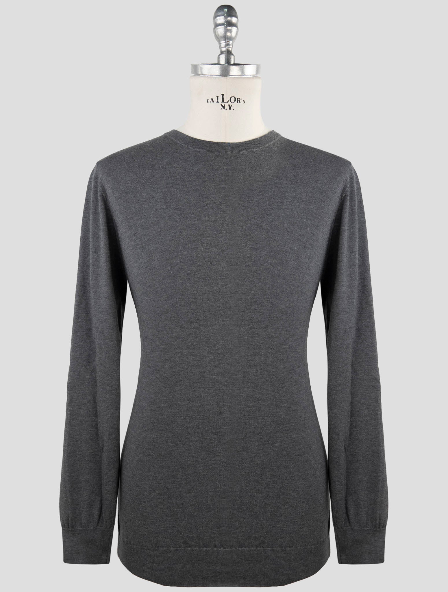 Kiton Gray Cotton Sweater Crewneck