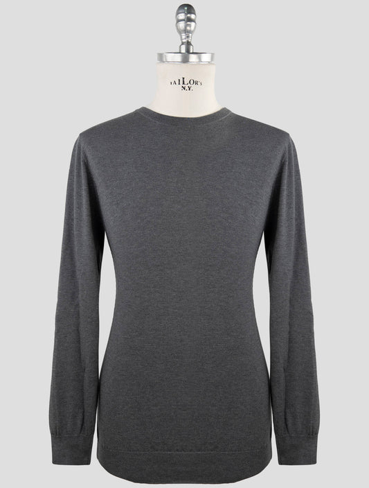 Kiton Gray Cotton Sweater Crewneck