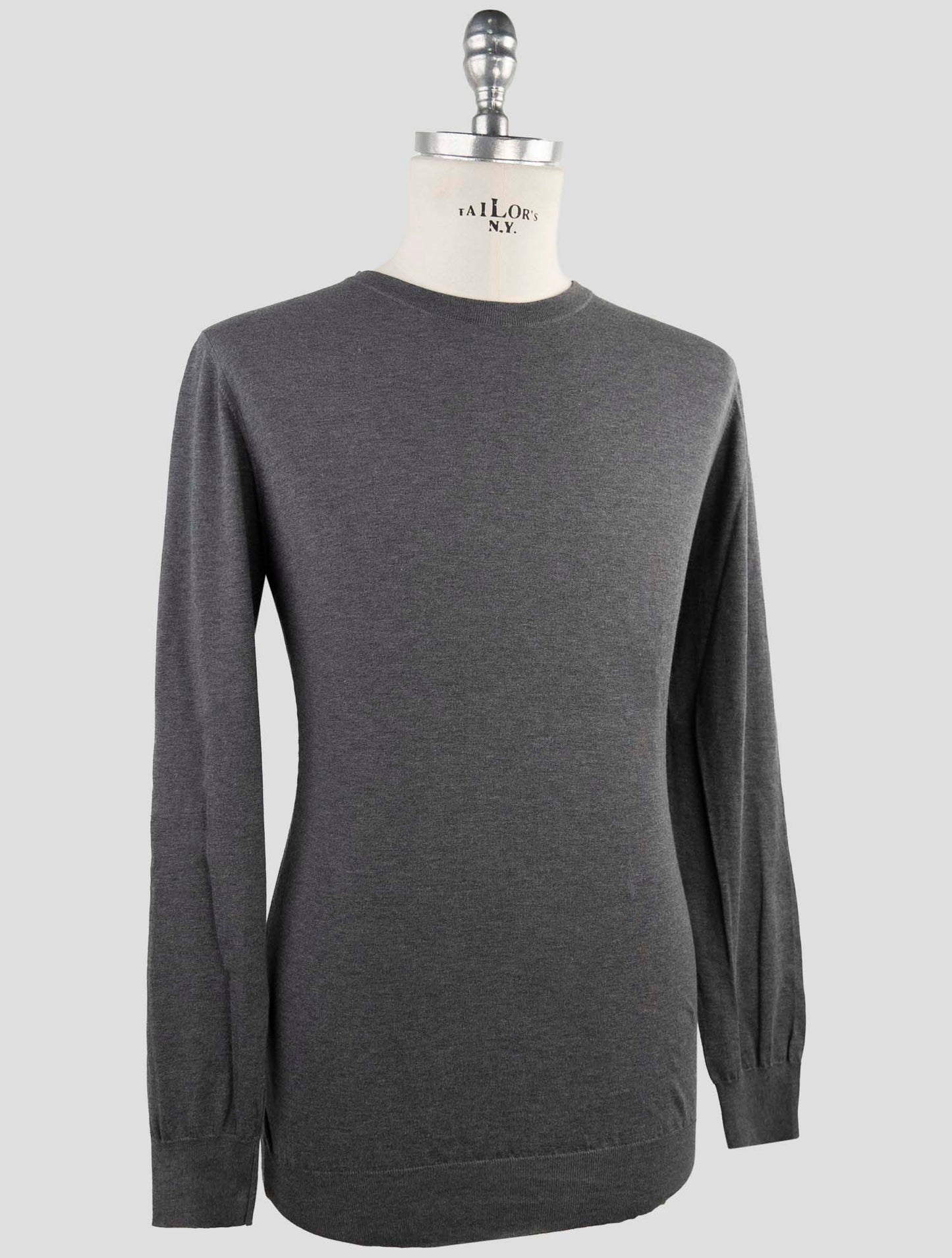 Kiton Gray Cotton Sweater Crewneck