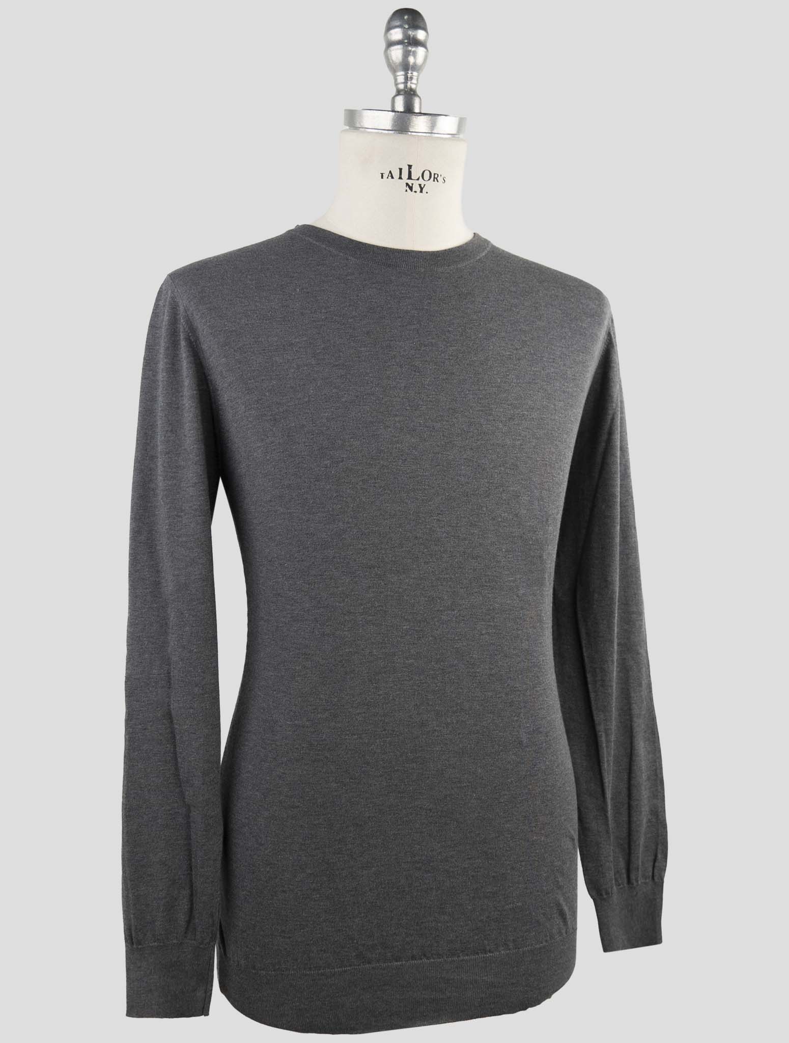 Kiton Gray Cotton Sweater Crewneck