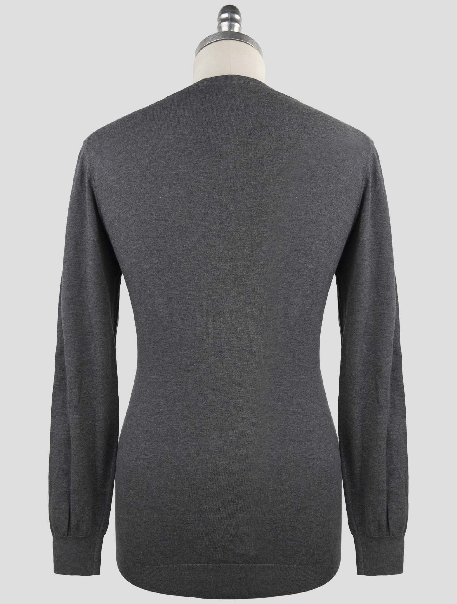 Kiton Gray Cotton Sweater Crewneck