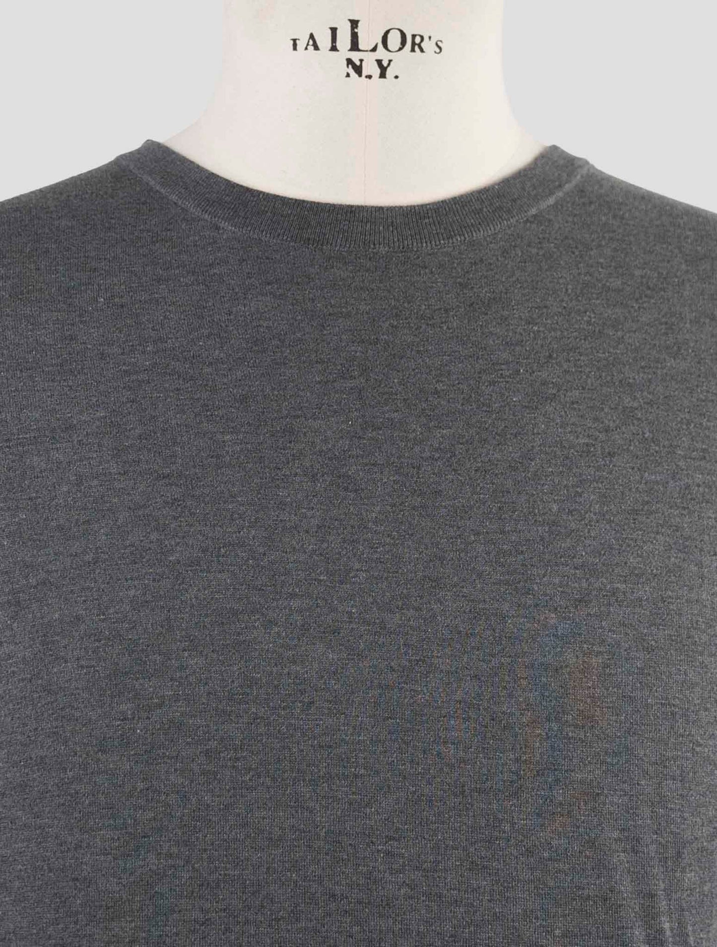 Kiton Gray Cotton Sweater Crewneck
