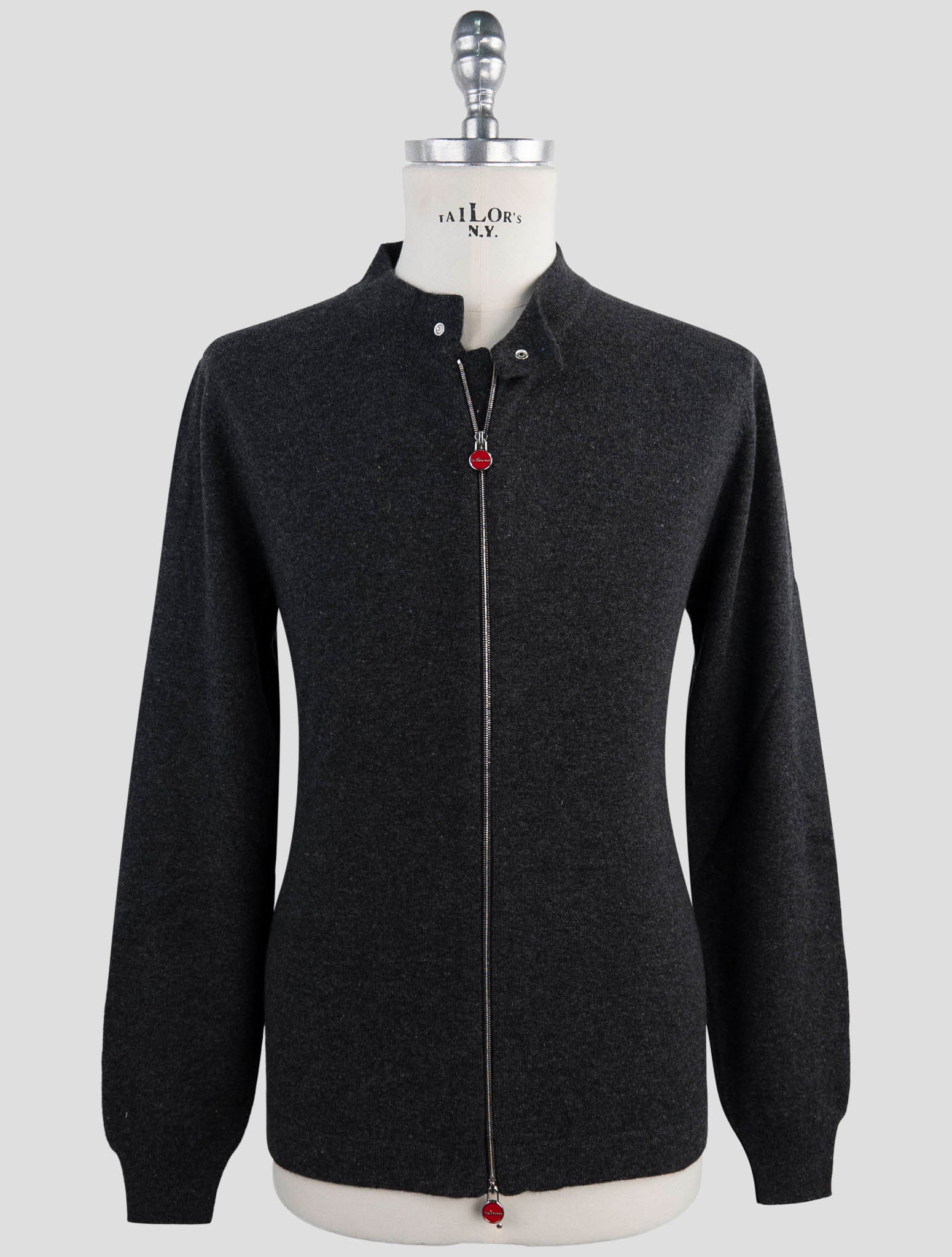 Kiton Dark Gray Wool Sweater Full Zip