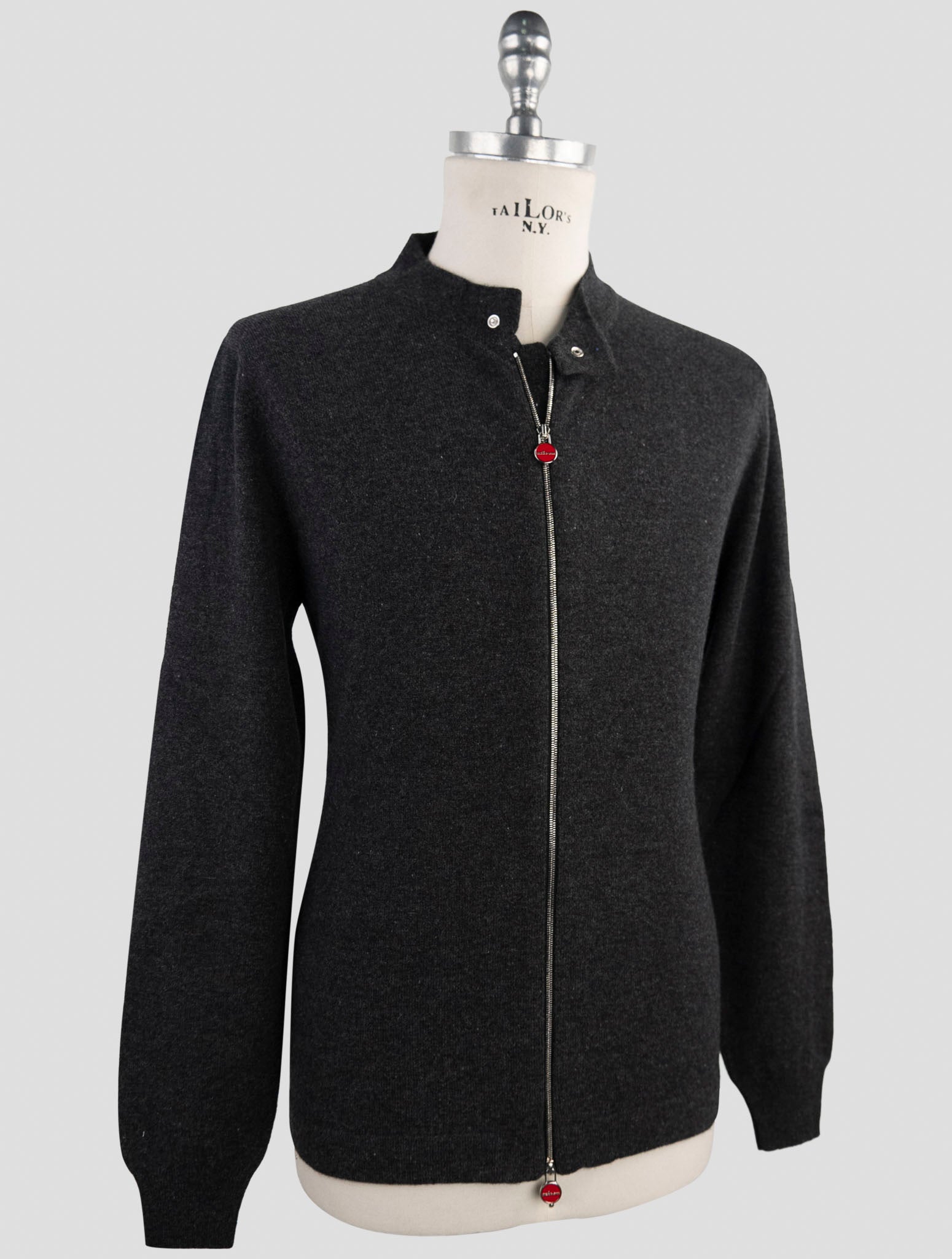 Kiton Dark Gray Wool Sweater Full Zip