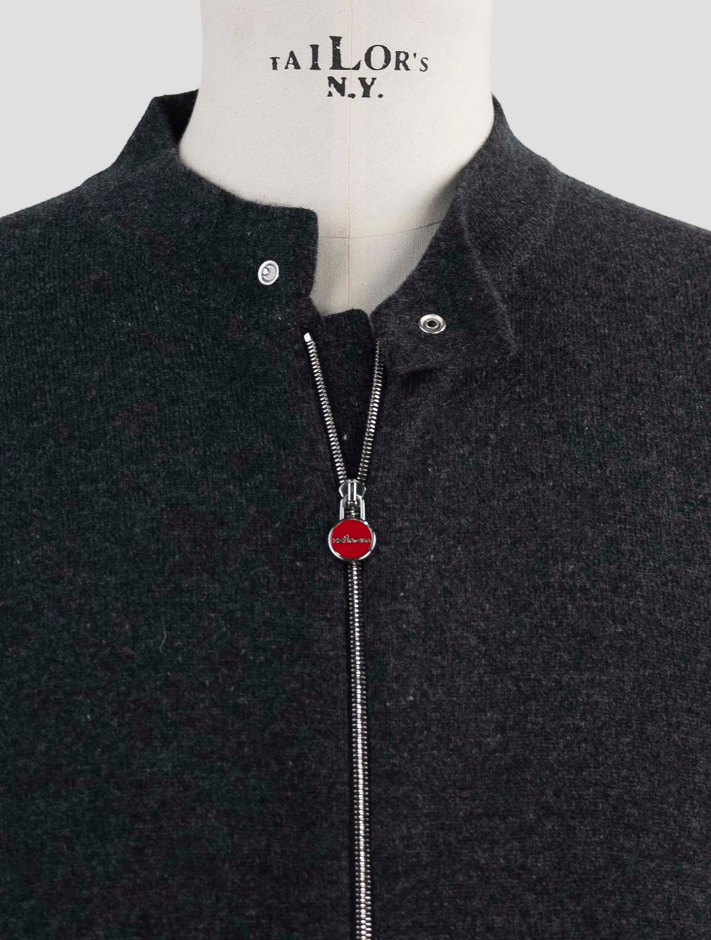Kiton Dark Gray Wool Sweater Full Zip