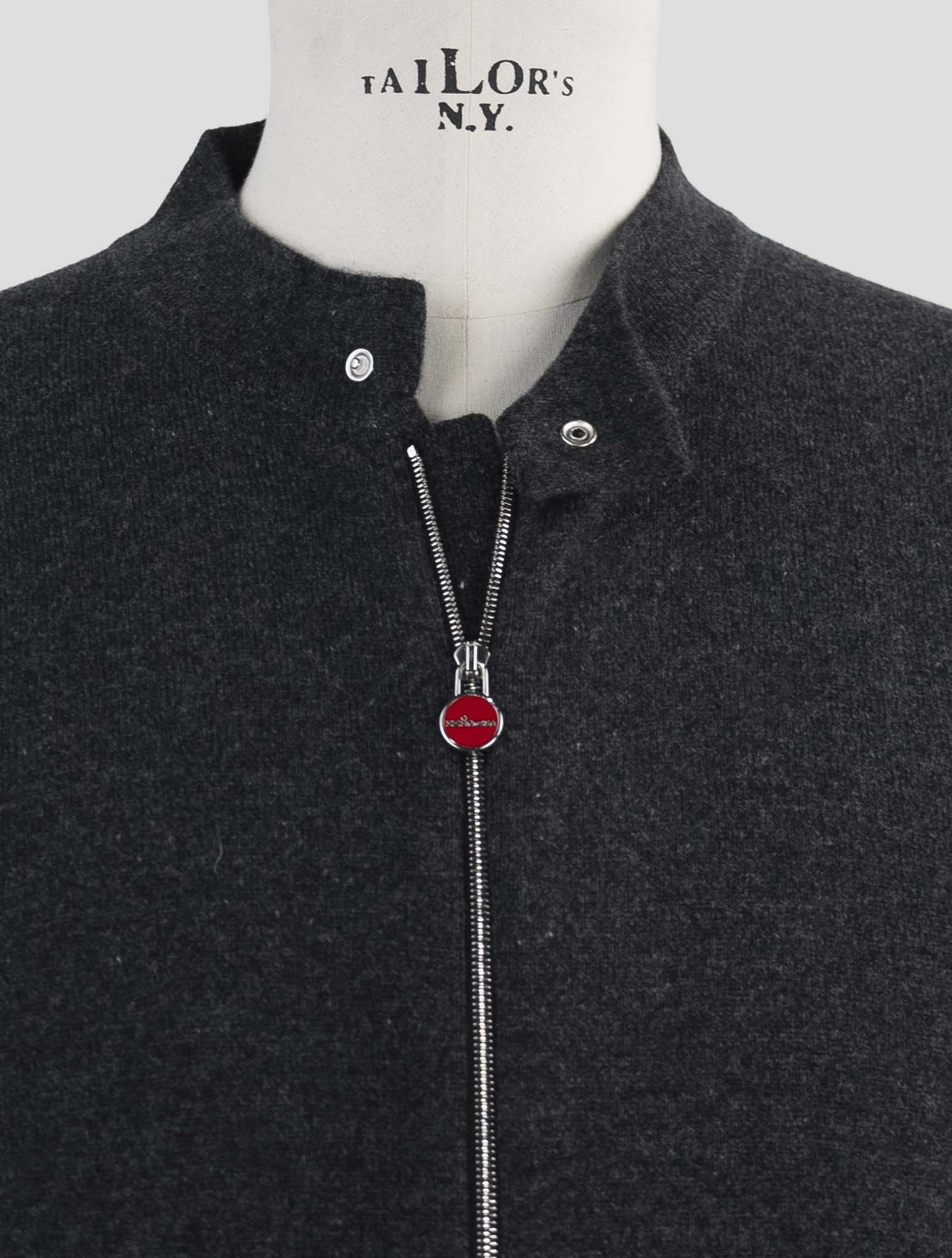 Kiton Dark Gray Wool Sweater Full Zip
