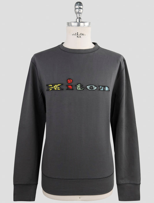 Kiton Gray Cotton Ea Sweater Hoodie