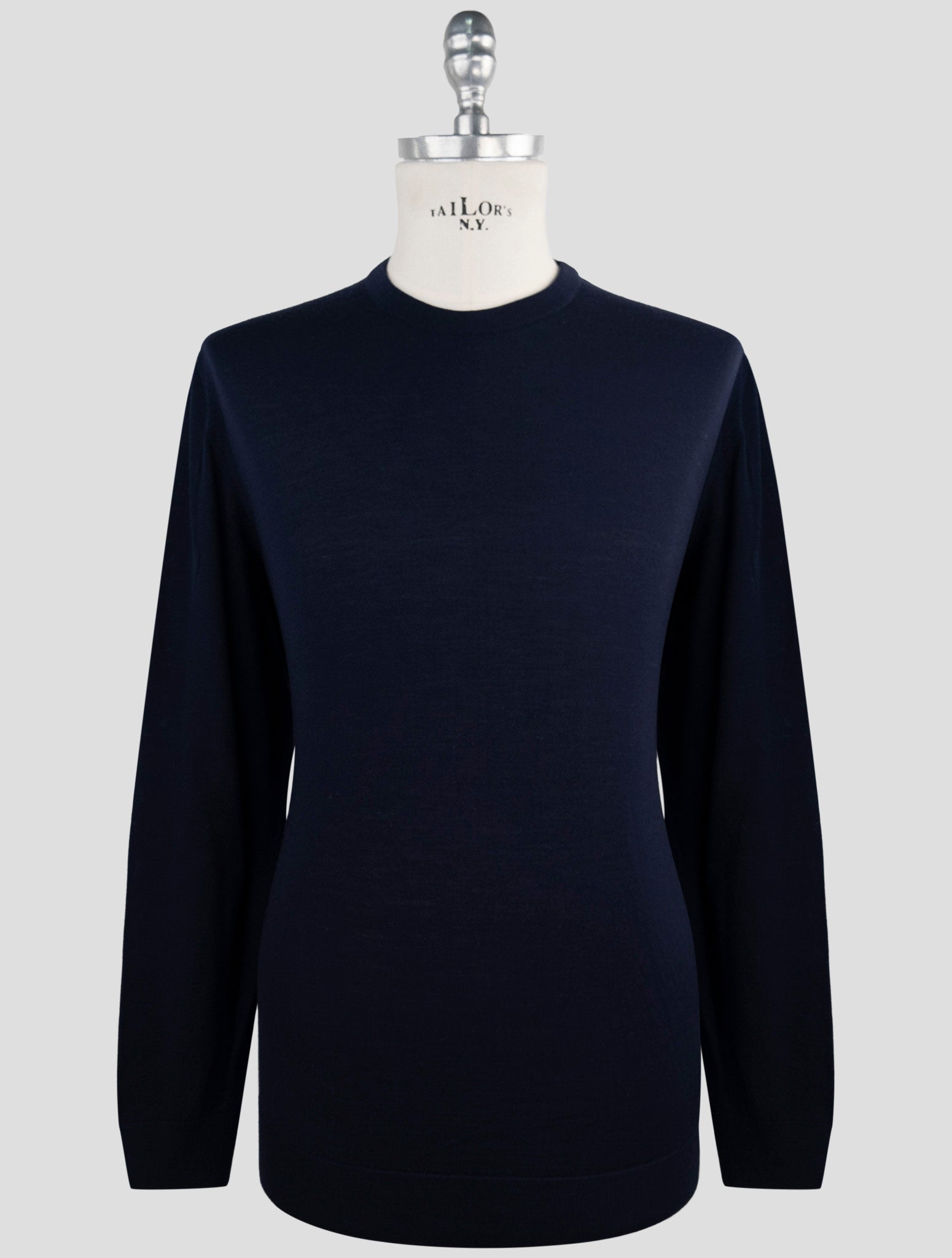 Kiton Blue Wool Sweater Crewneck