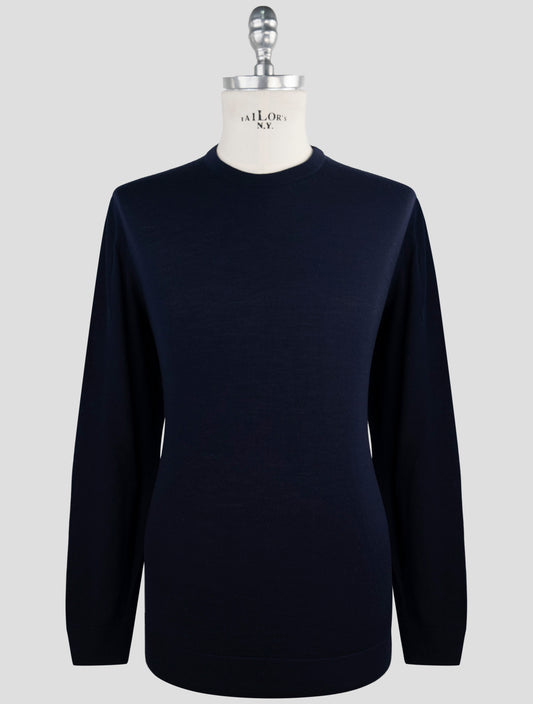 Kiton Blue Wool Sweater Crewneck