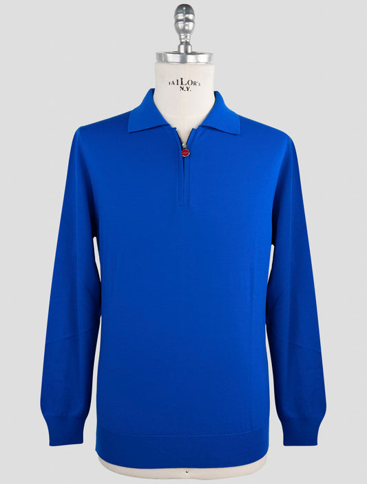 Kiton Blue Wool Sweater Polo
