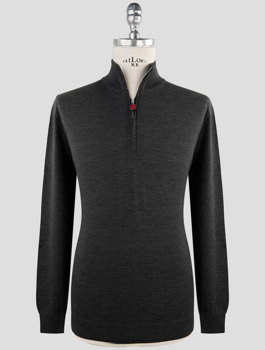 Kiton Dark Gray Wool Sweater Polo