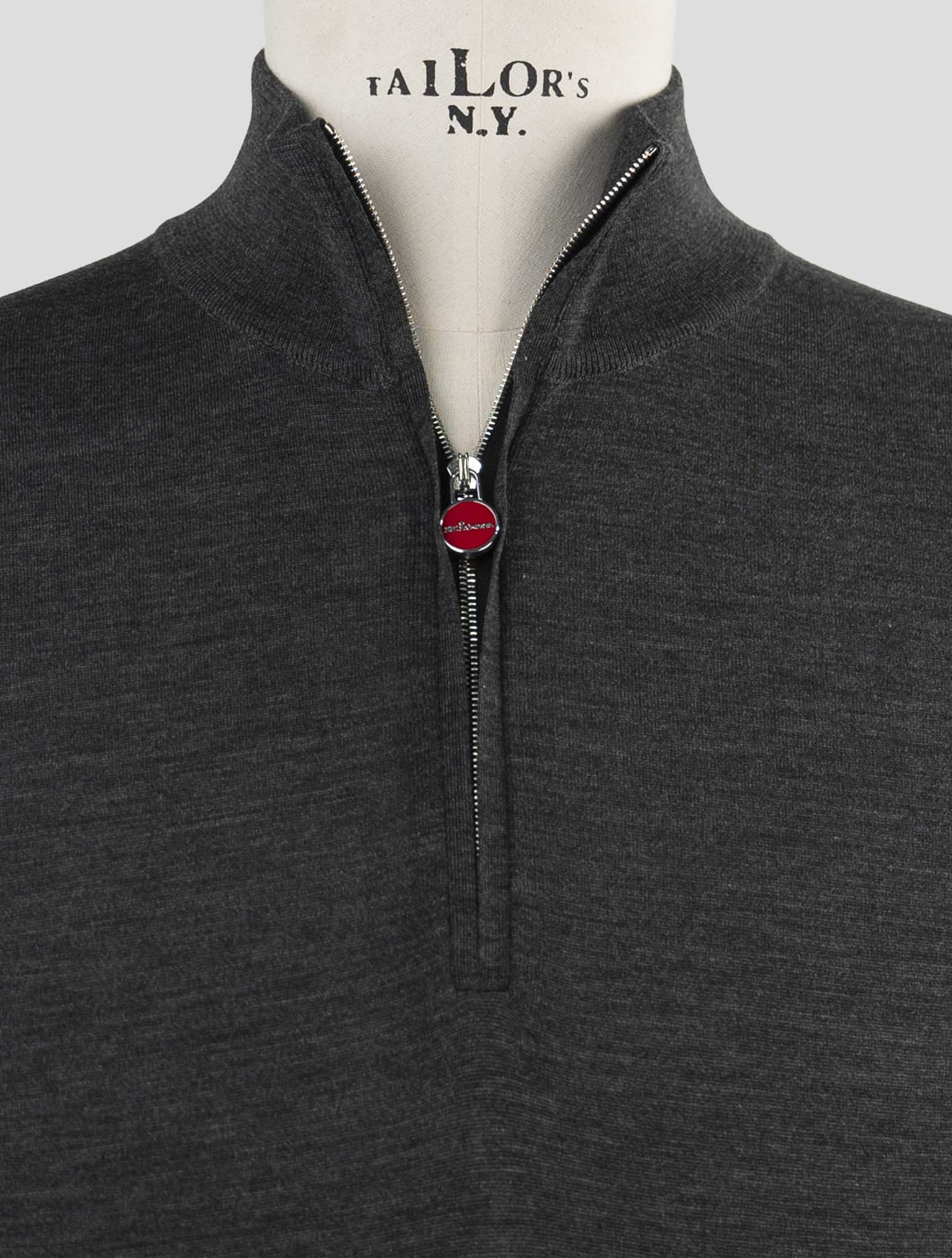 Kiton Dark Gray Wool Sweater Polo