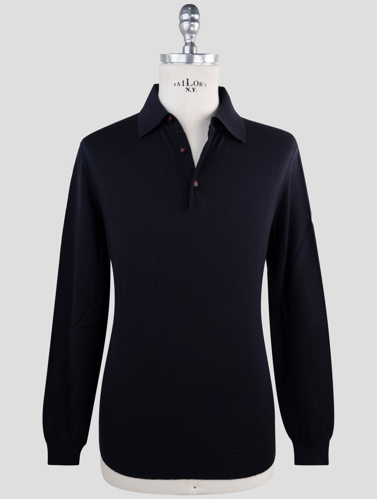 Kiton Dark Blue Wool Sweater Polo