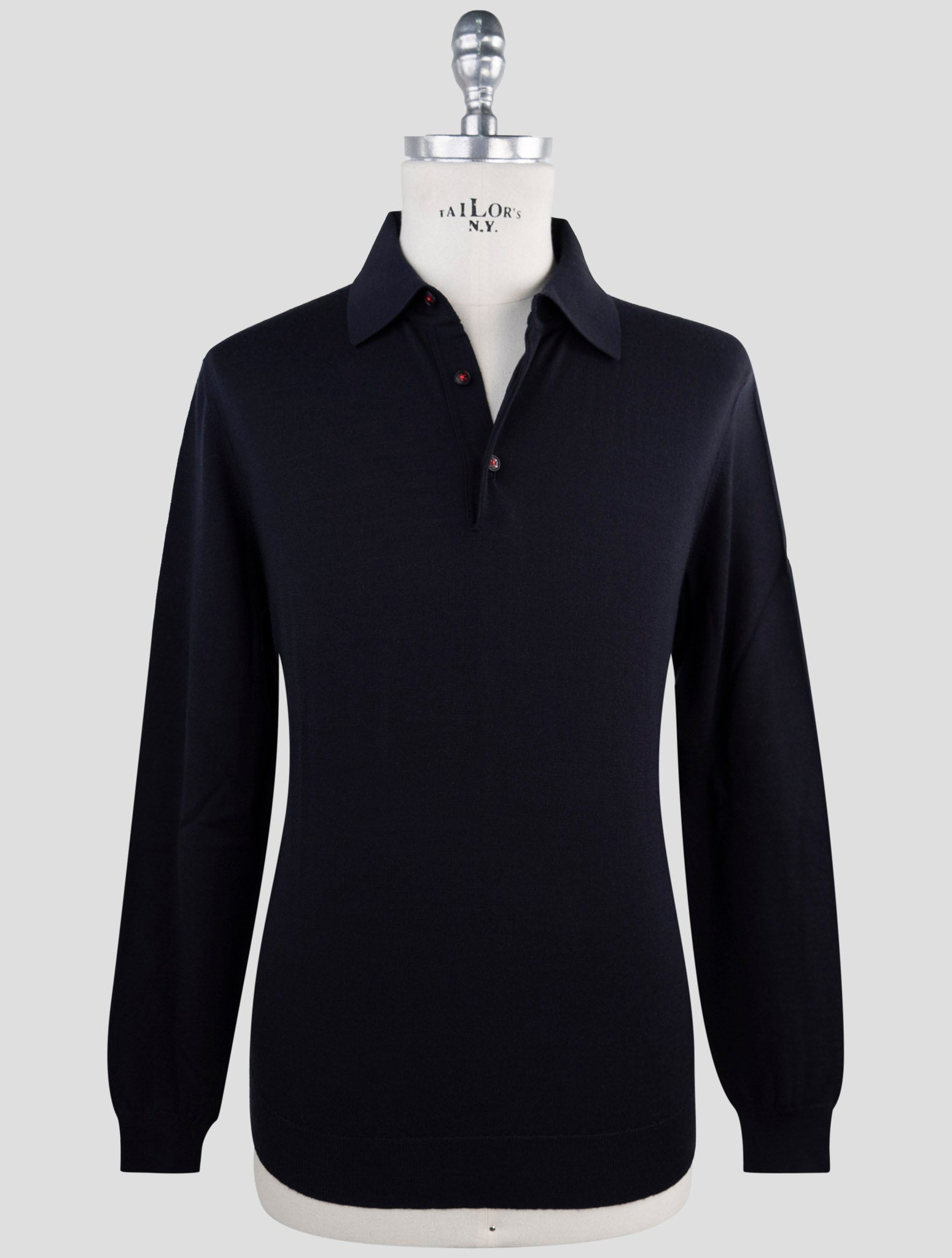 Kiton Dark Blue Wool Sweater Polo