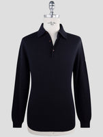 Kiton Dark Blue Wool Sweater Polo