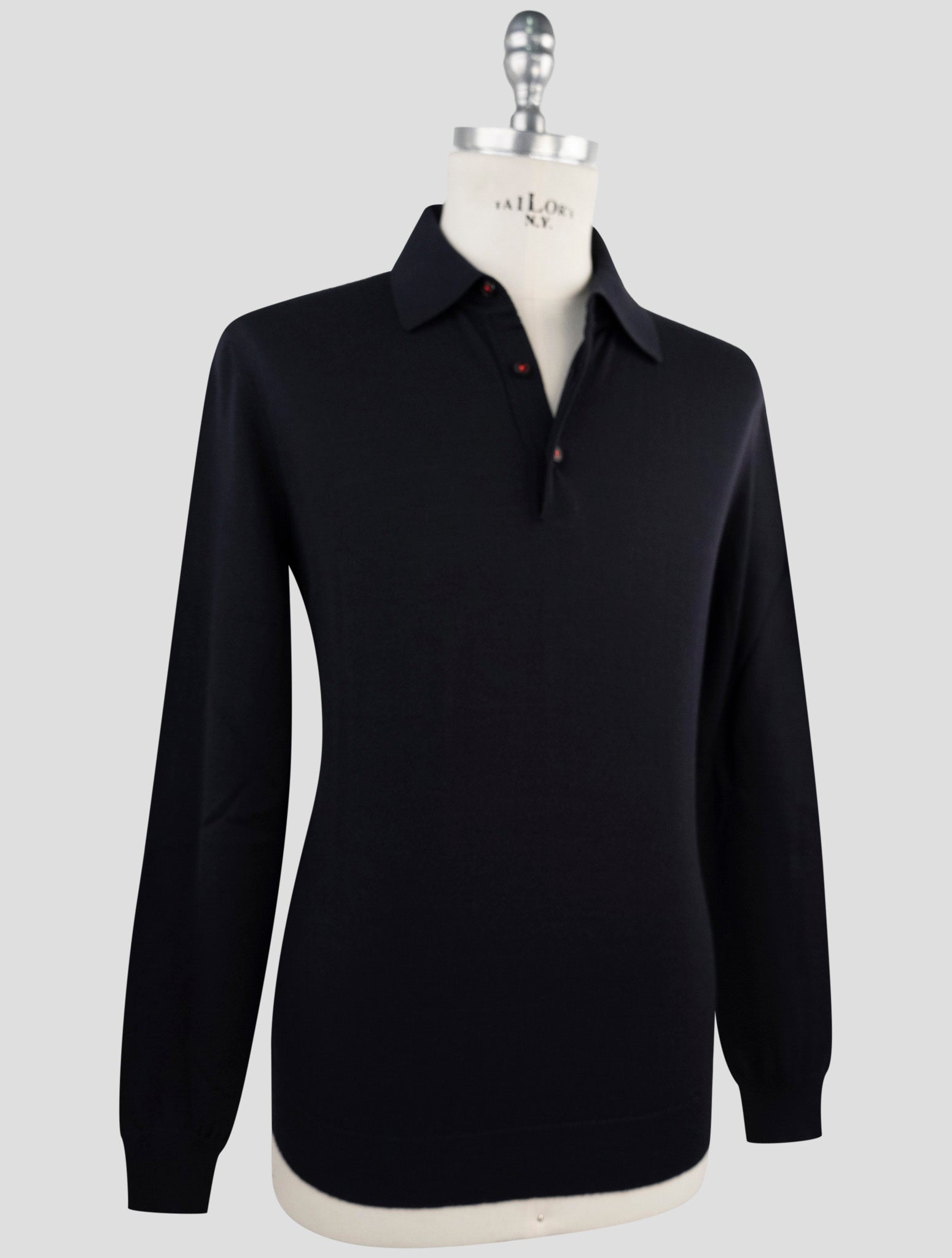 Kiton Dark Blue Wool Sweater Polo