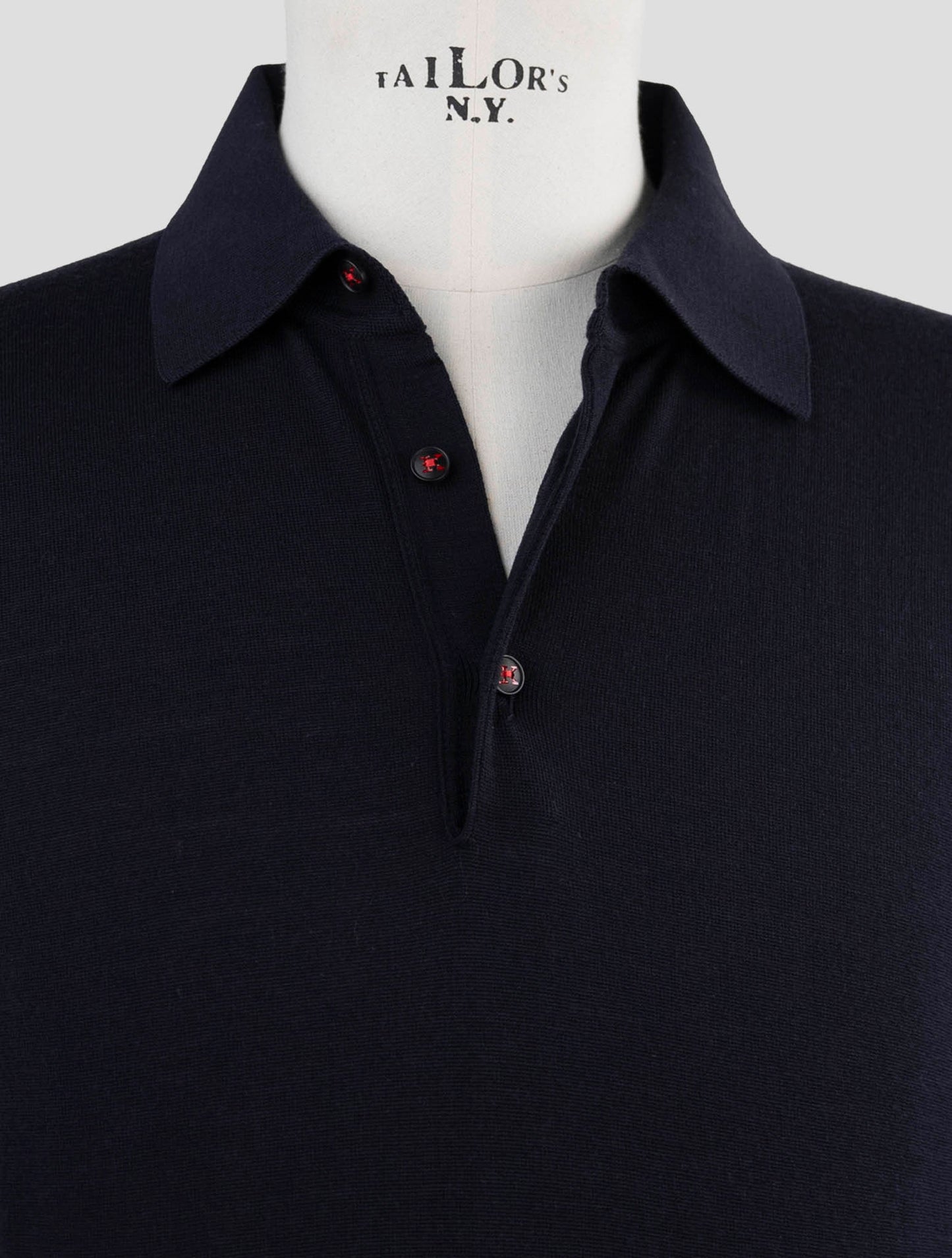 Kiton Dark Blue Wool Sweater Polo