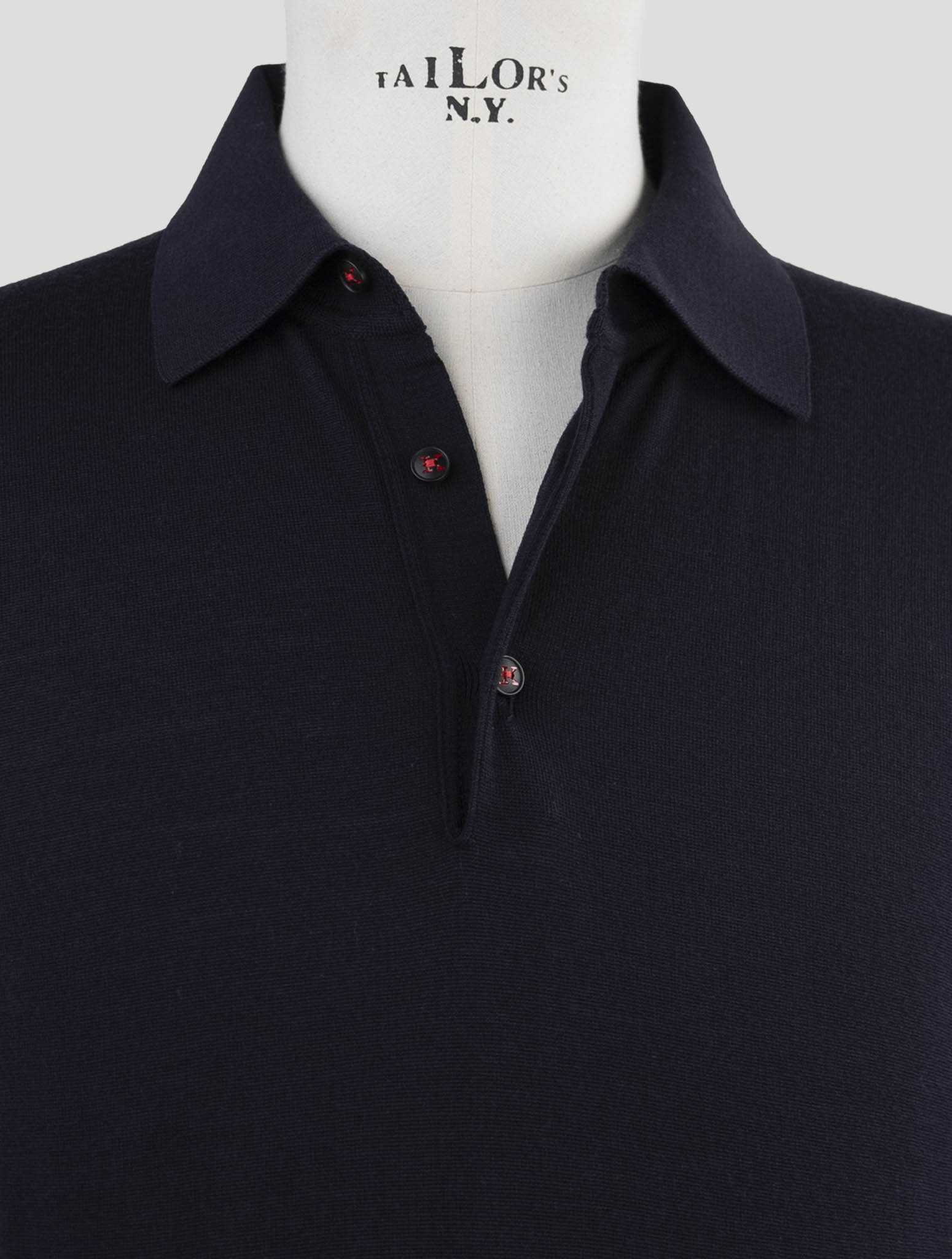 Kiton Dark Blue Wool Sweater Polo