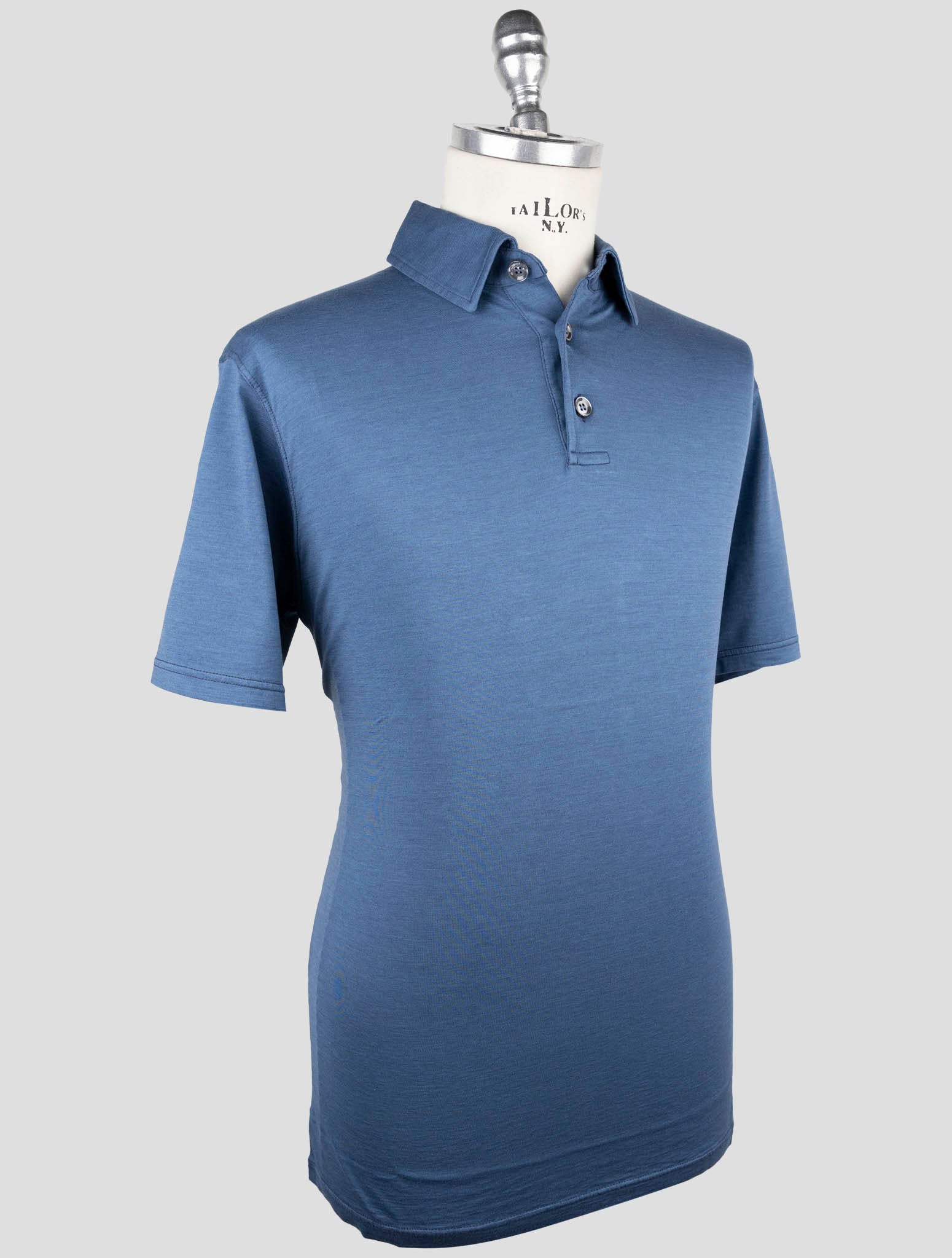 Kiton Blue Silk Cotton Polo