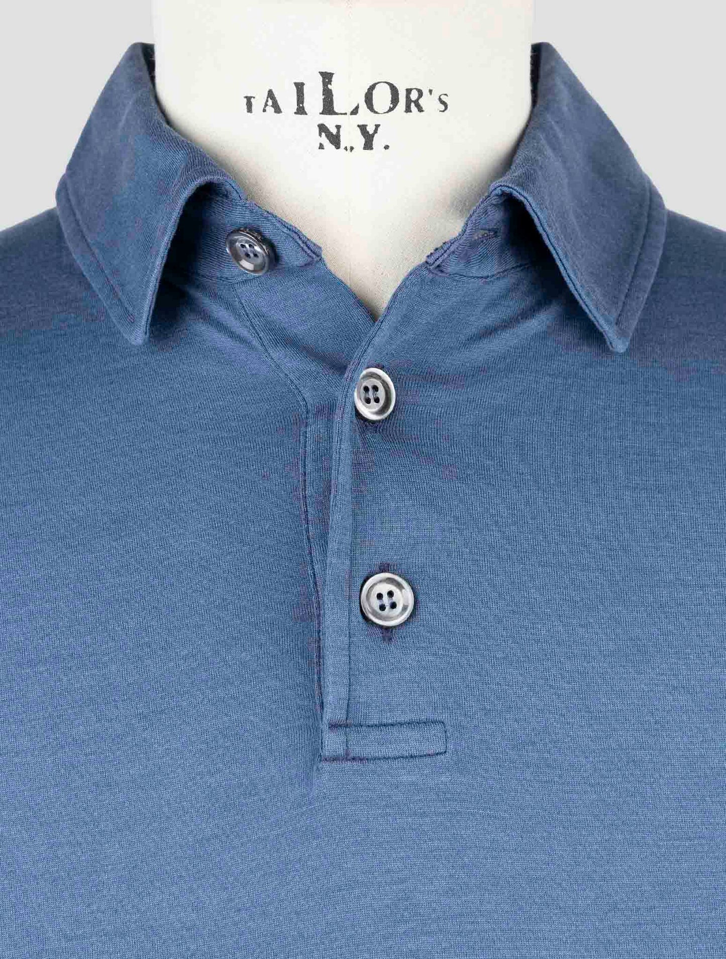 Kiton Blue Silk Cotton Polo