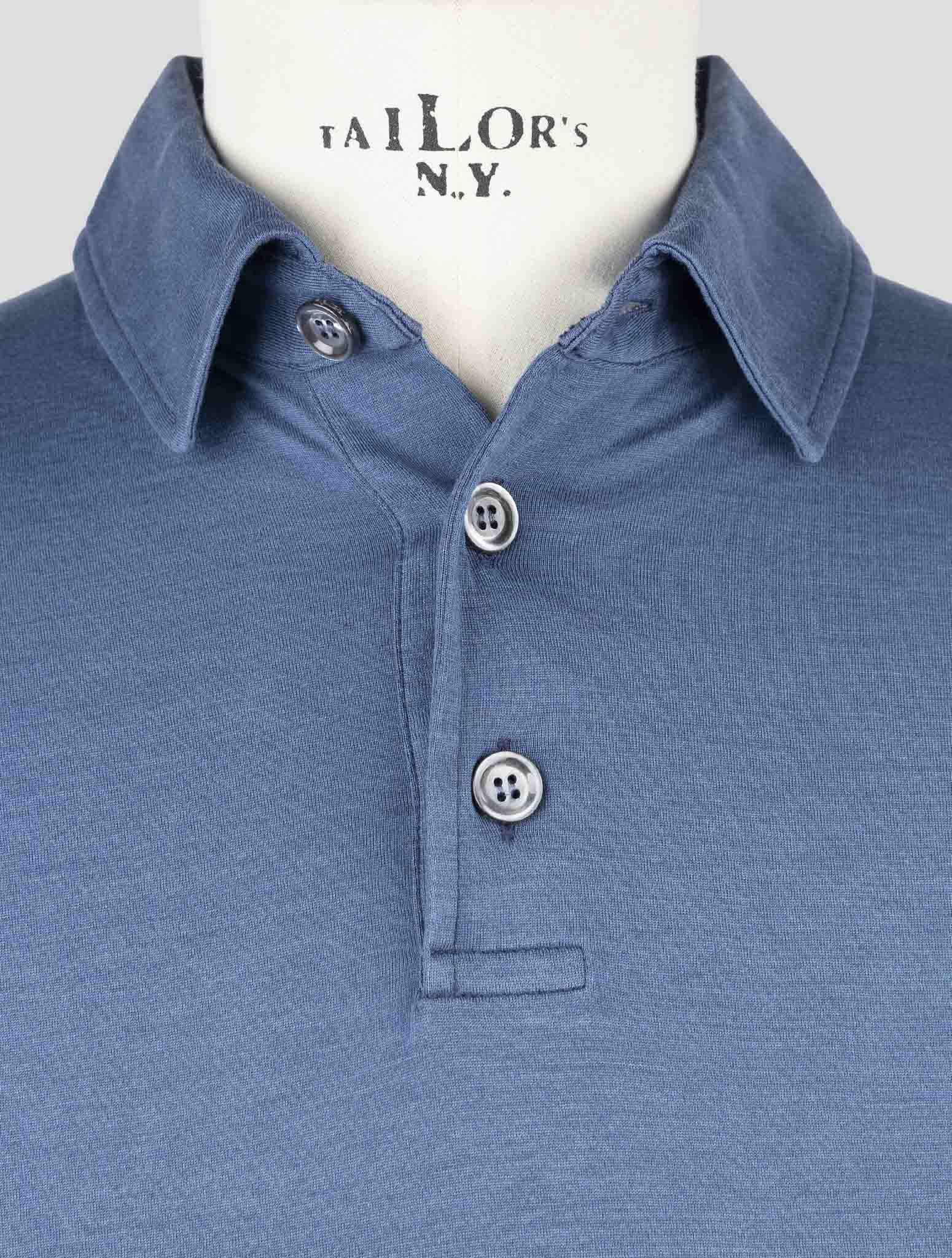 Kiton Blue Silk Cotton Polo