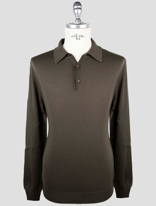 Kiton Green Wool Sweater Polo
