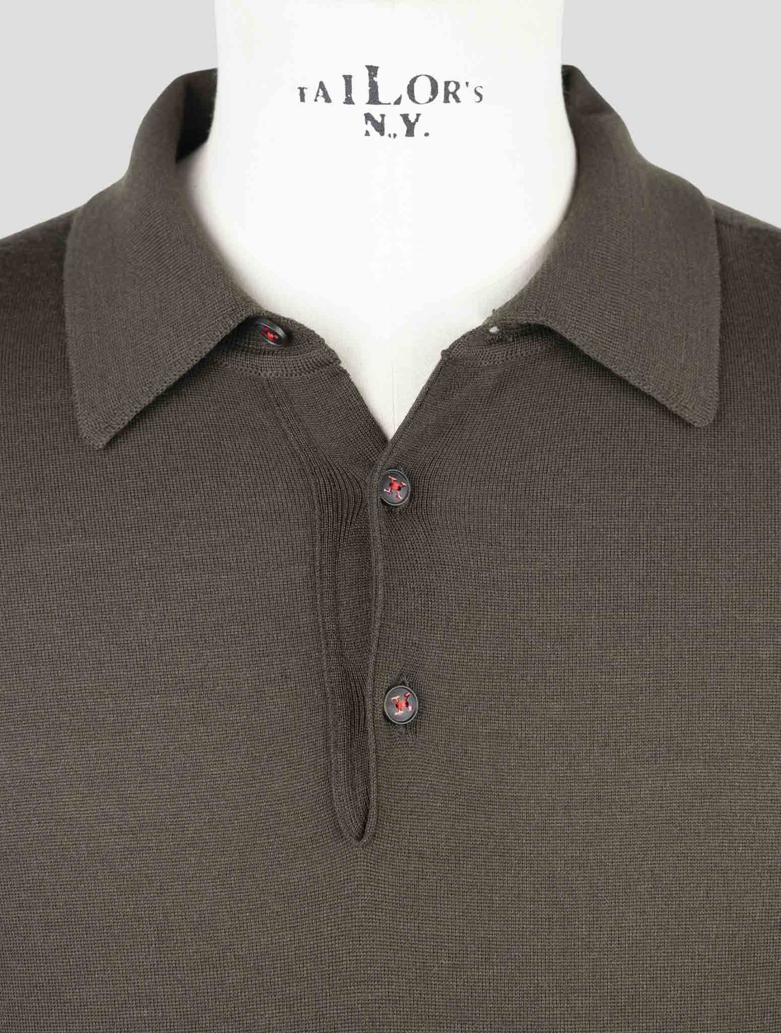 Kiton Green Wool Sweater Polo