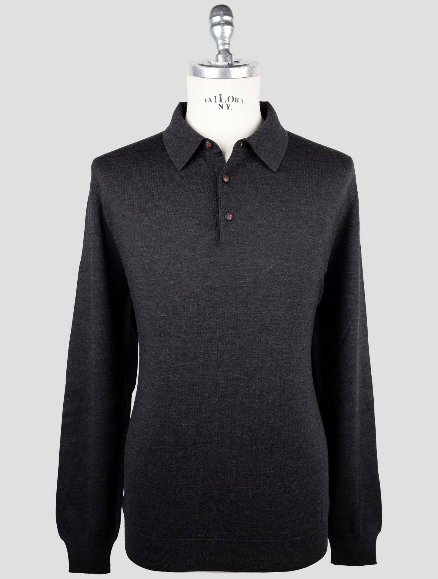 Kiton Dark Gray Wool Sweater Polo