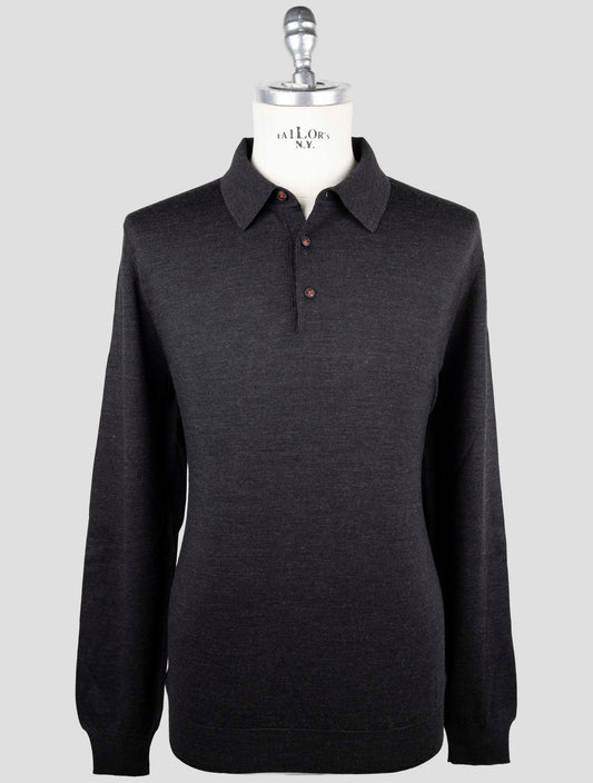 Kiton Dark Gray Wool Sweater Polo