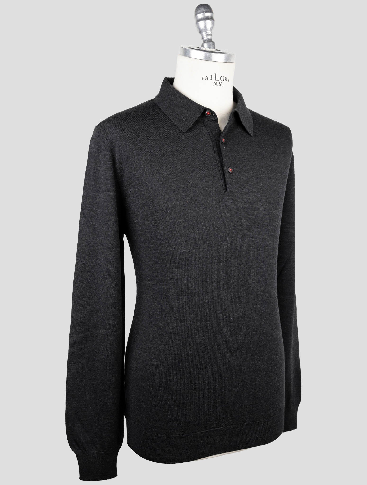 Kiton Dark Gray Wool Sweater Polo
