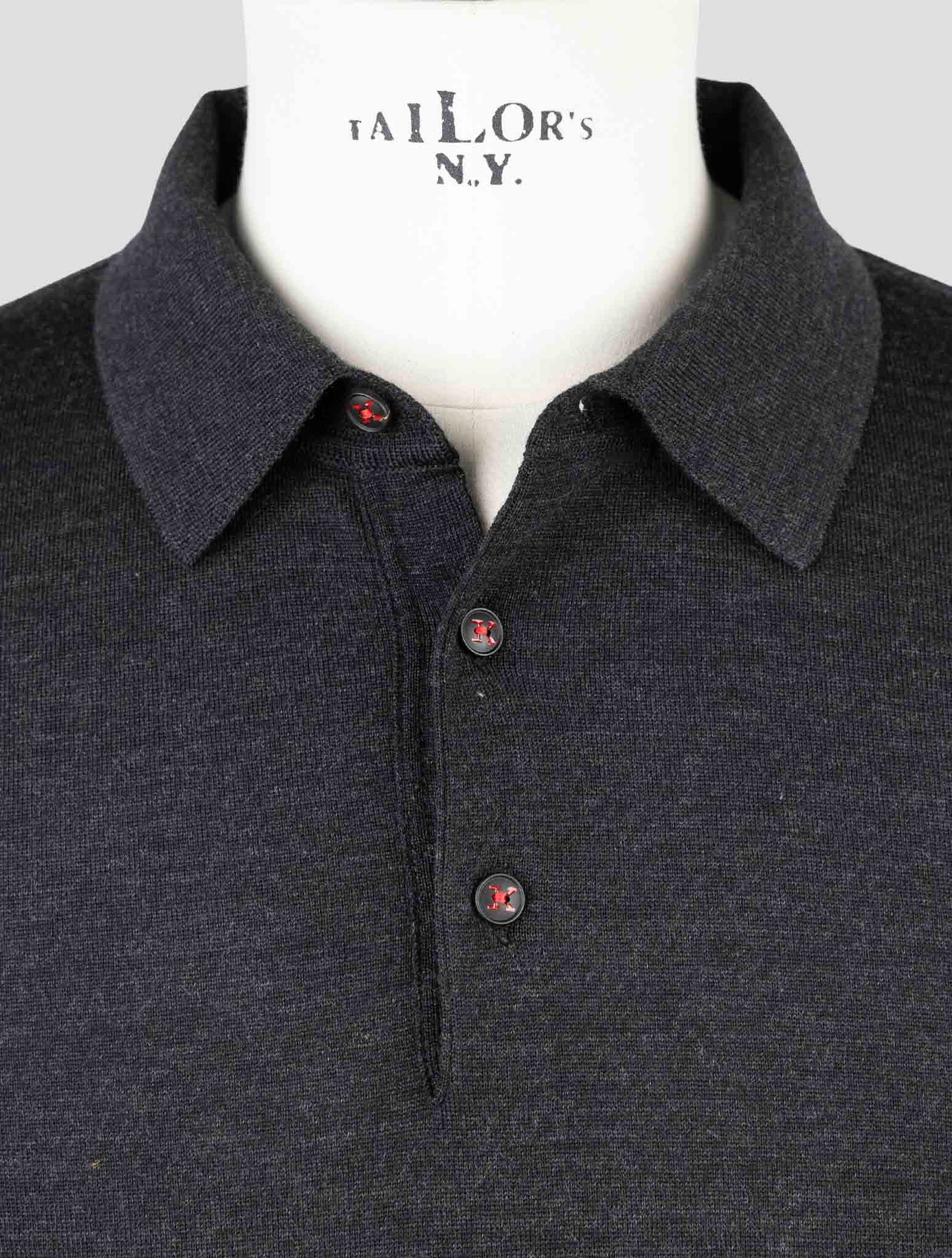 Kiton Dark Gray Wool Sweater Polo