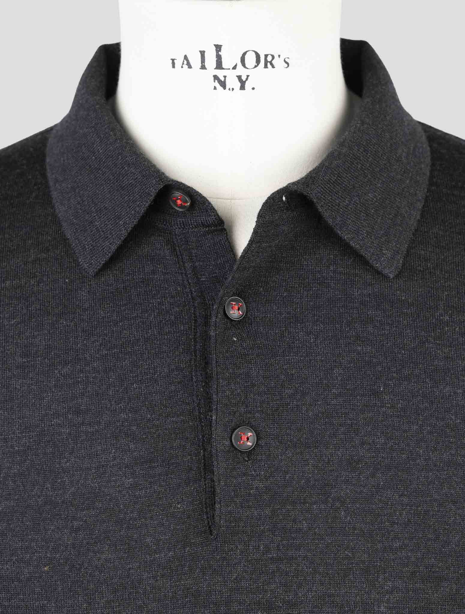 Kiton Dark Gray Wool Sweater Polo