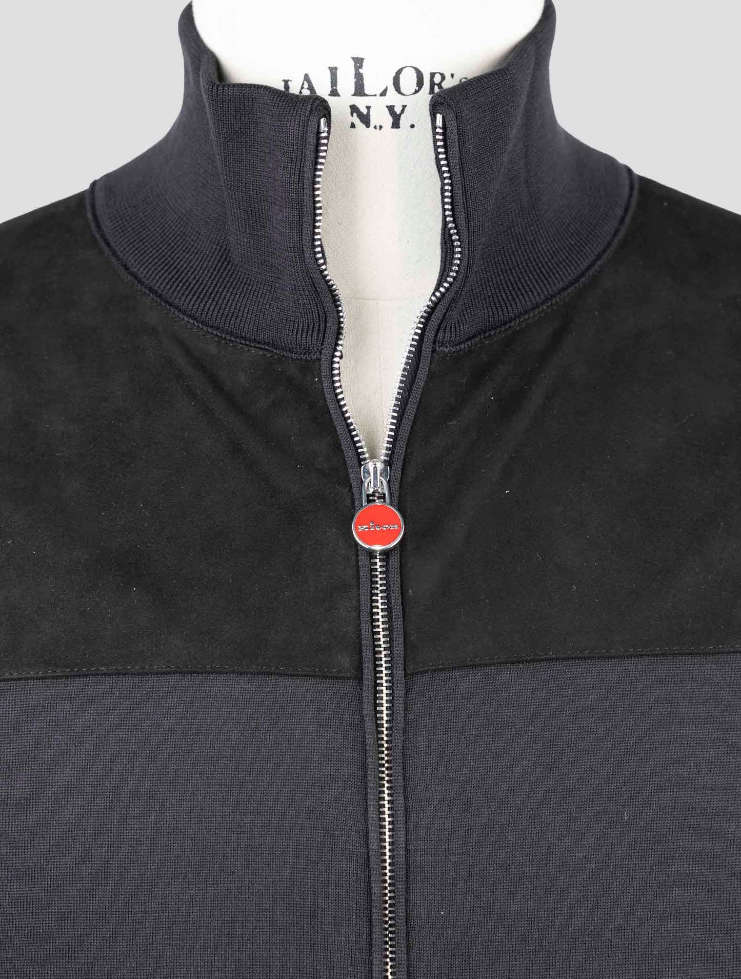 Kiton Leather Suede Silk Cotton Coat Full Zip