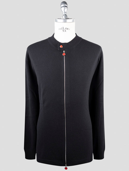 Kiton Black Wool Sweater Full Zip