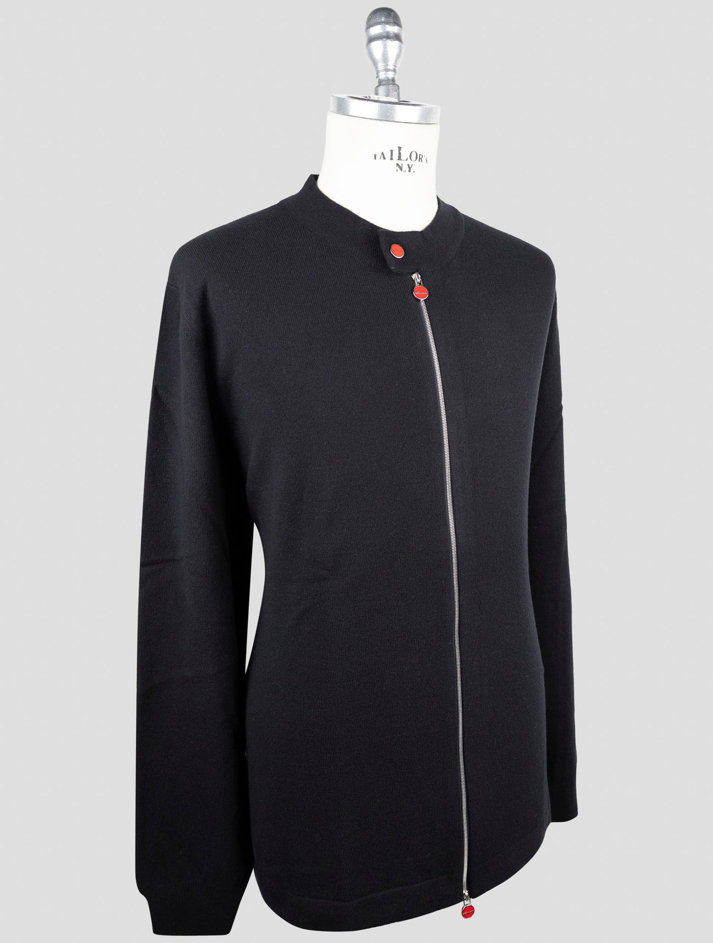 Kiton Black Wool Sweater Full Zip