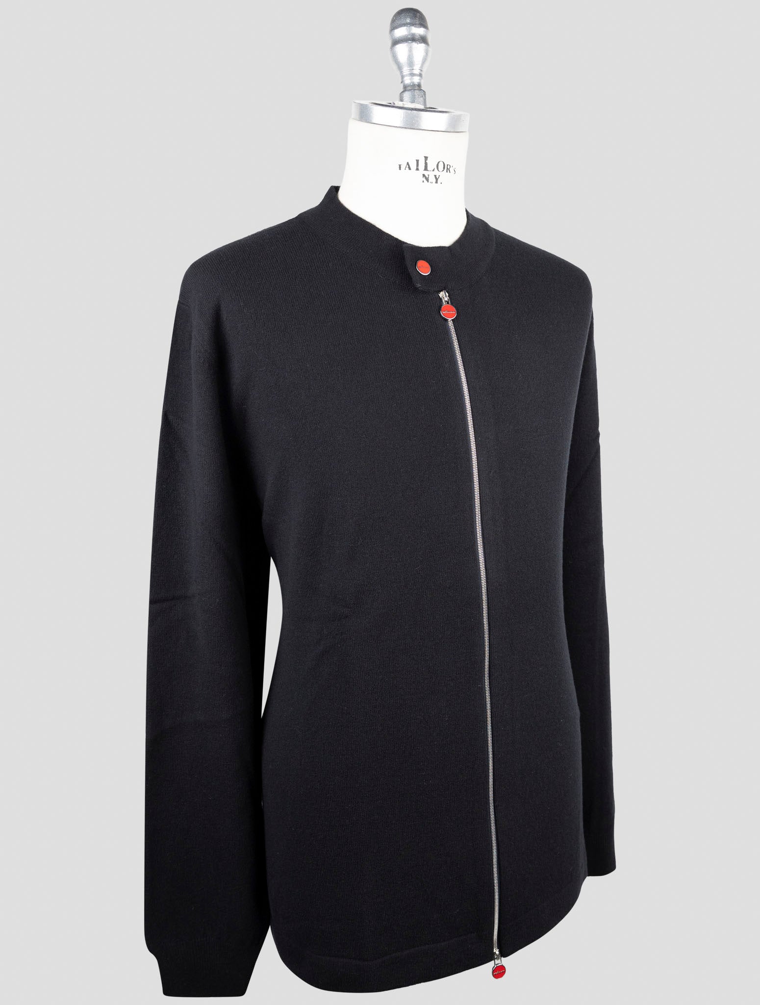 Kiton Black Wool Sweater Full Zip