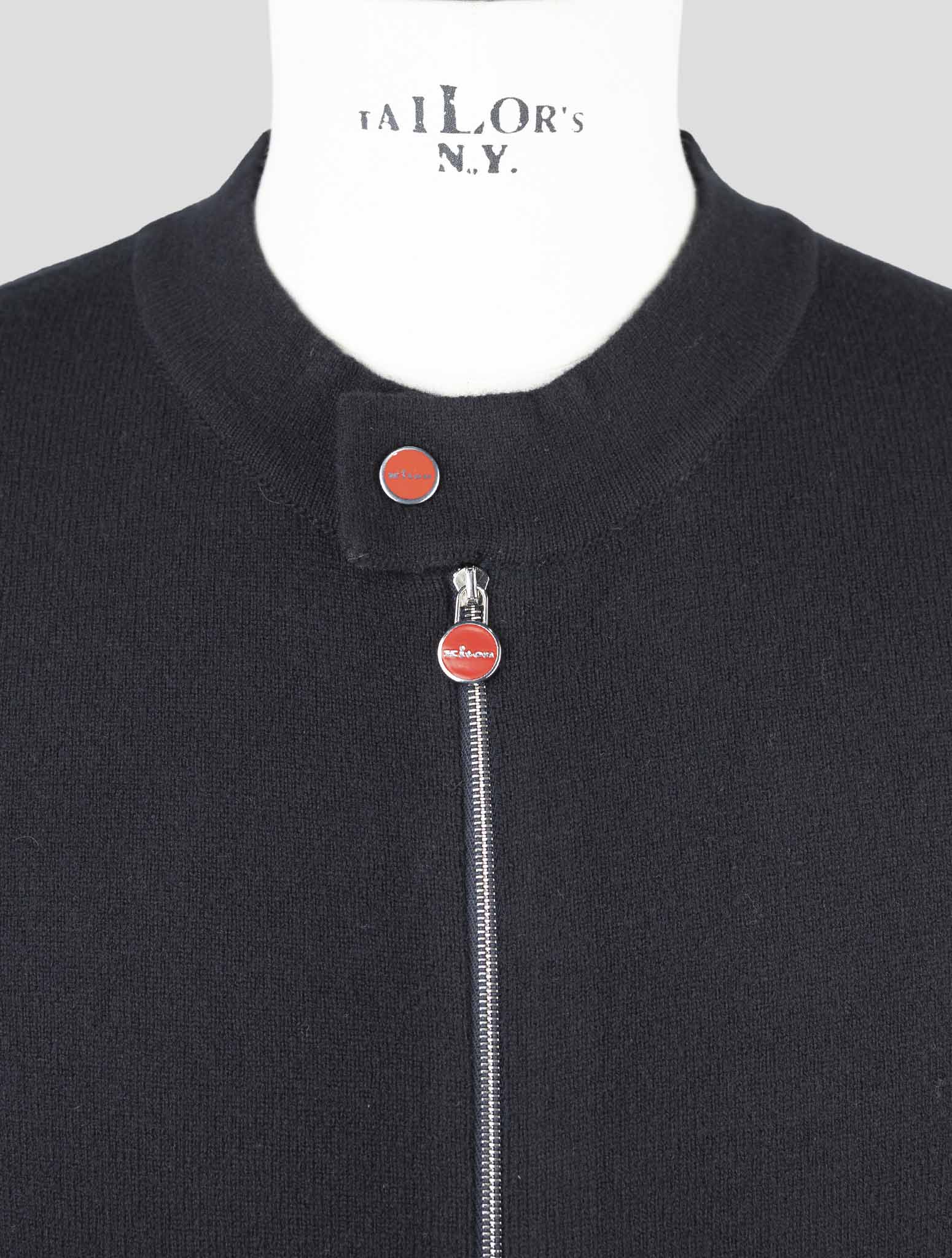 Kiton Black Wool Sweater Full Zip