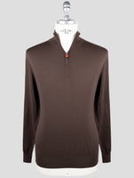 Kiton Brown Wool Sweater Half Zip