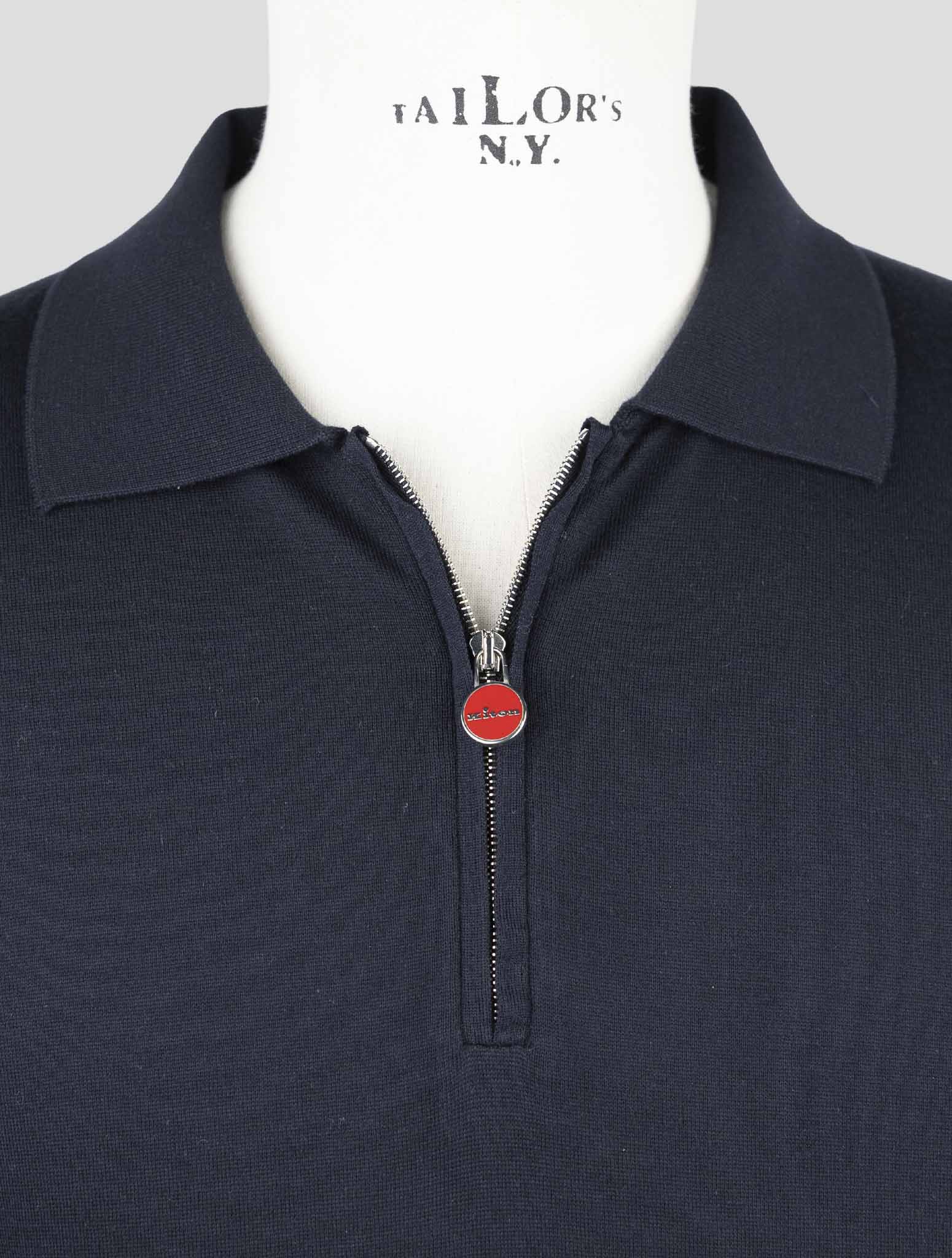 Kiton Blue Cotton Polo