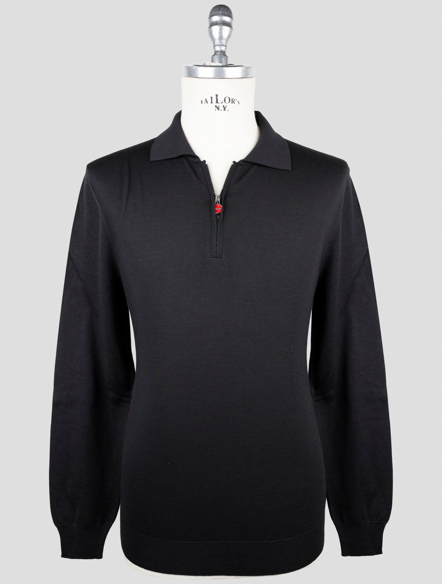 Kiton Black Wool Sweater Polo