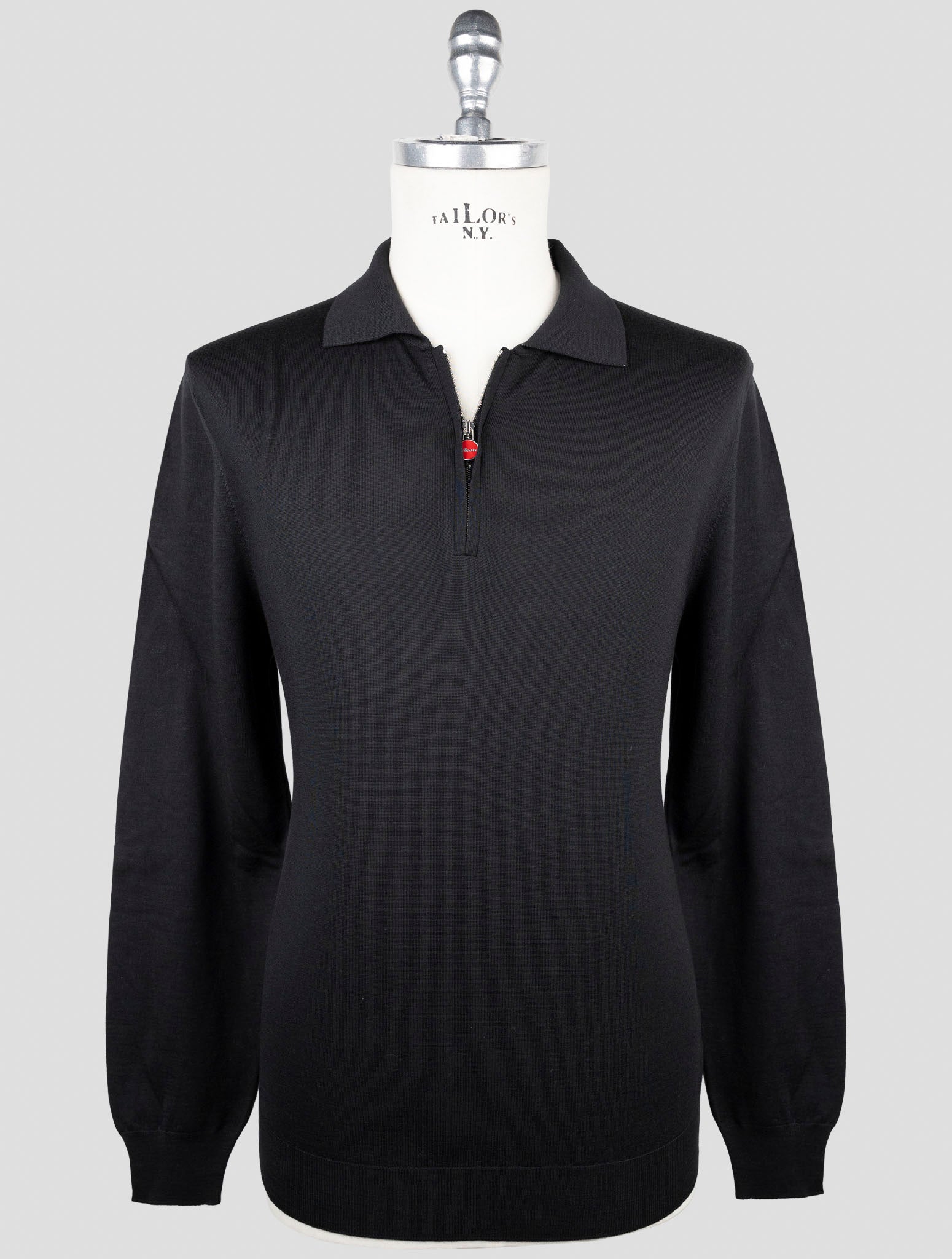 Kiton Black Wool Sweater Polo