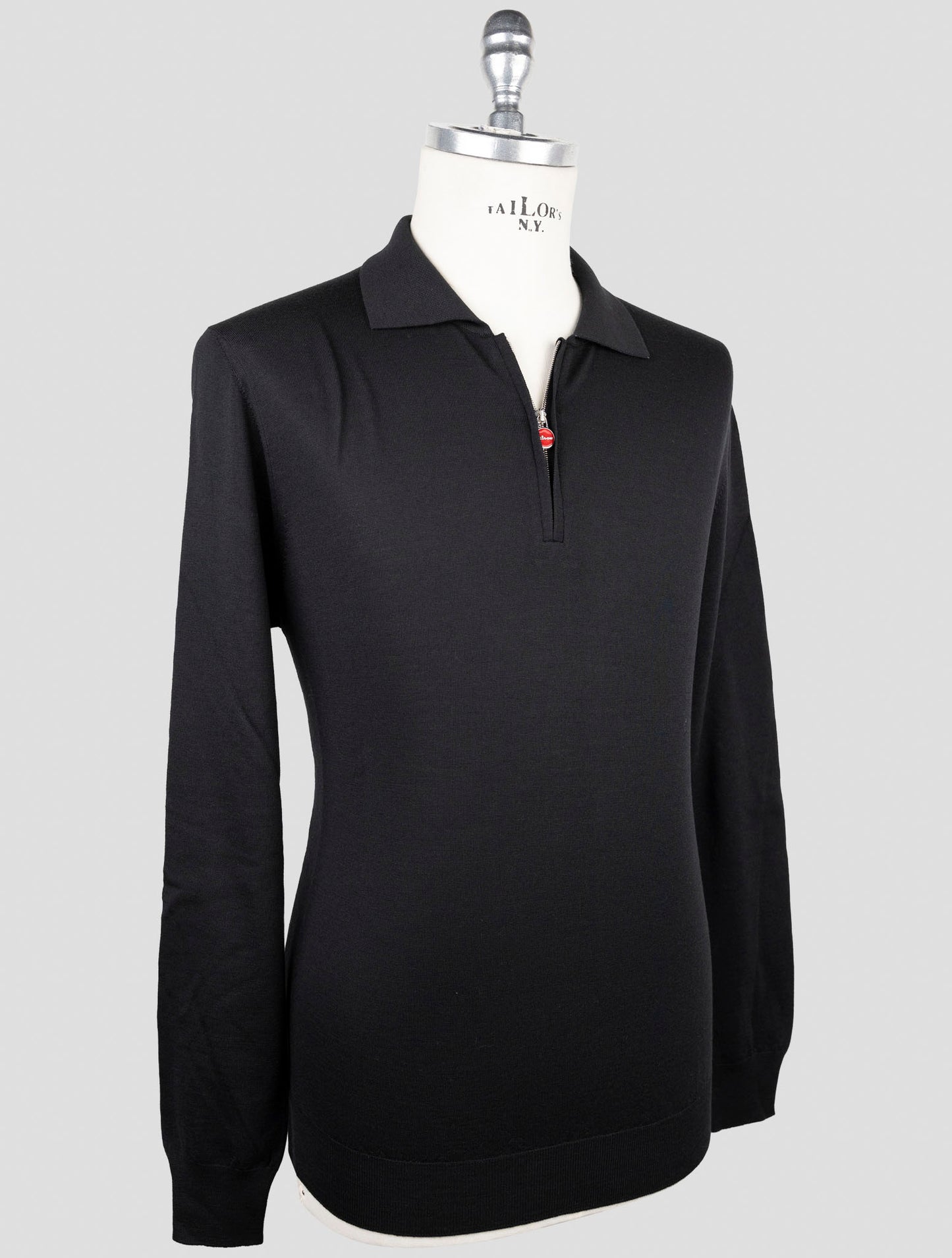 Kiton Black Wool Sweater Polo