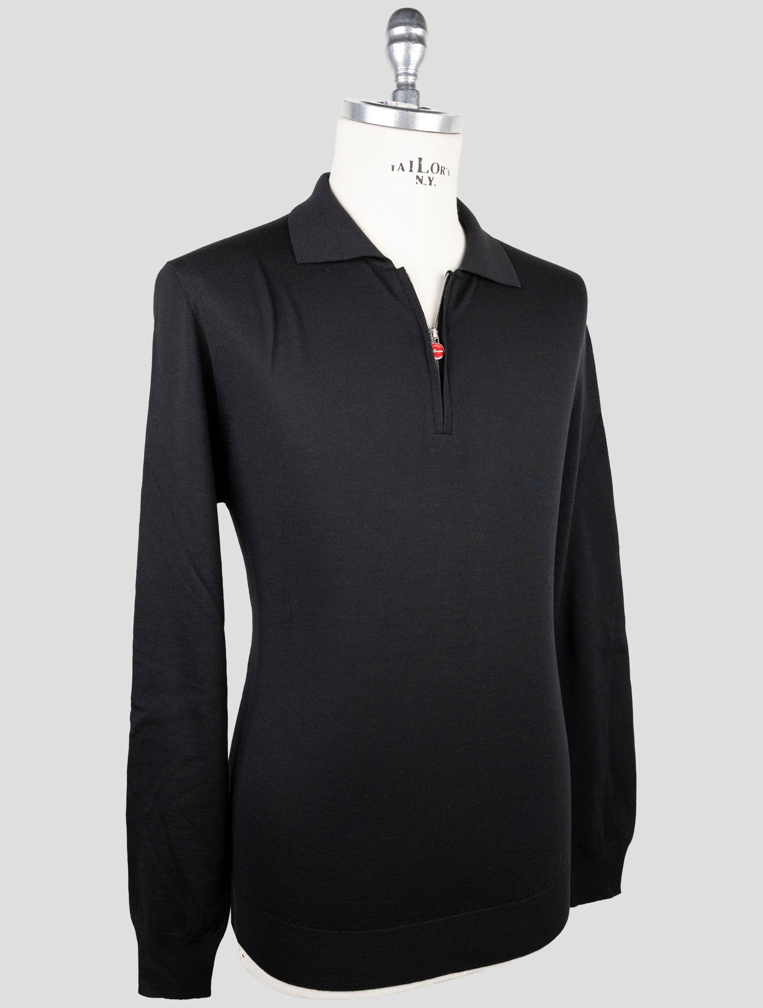 Kiton Black Wool Sweater Polo